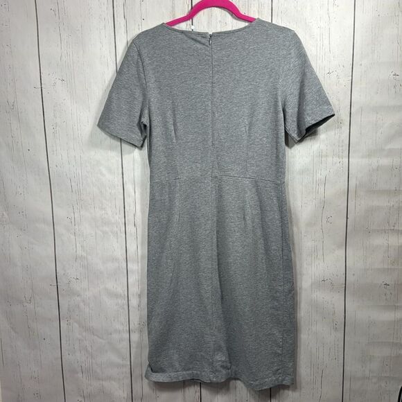 J Crew Womens Gray A Line Short Sleeves Knit Cotton Summer Minimalist Dress - Picture 15 of 15